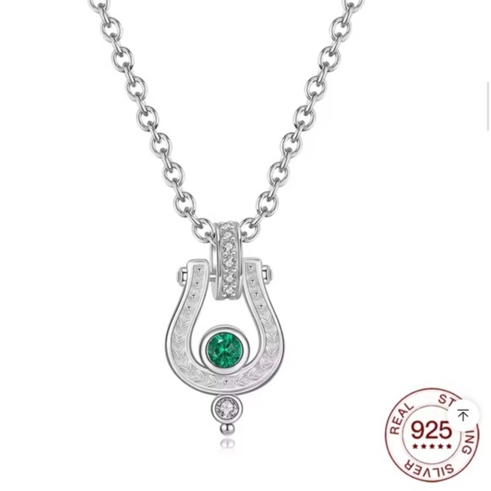 New .925 Sterling and Emerald Necklace
